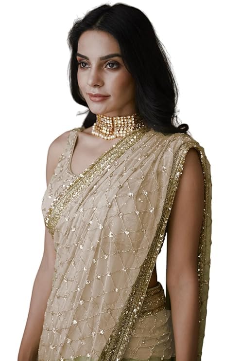 Women Soft Net Silk Jari Square Shape Embroidery & Sequence Work Saree ₹999 - Image 6
