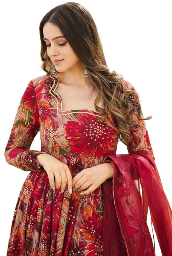 loral Printed Anarkali Dress with Dupatta ₹1,299 - Image 6